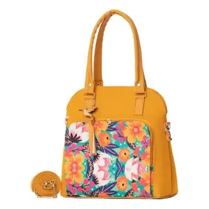 Bolso de compras de yute para mujer Fana, color mostaza, tamaño mediano, con cierre de cremallera para uso diario - Product Image 3