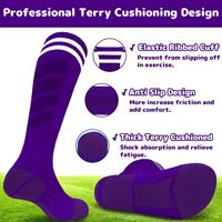 Chaussettes de football personnalisées avec logo OEM, violettes, de qualité supérieure, pour jeunes, rembourrées, anti-ampoules, extensibles, pour le baseball, le softball, les sports d'équipe, le football