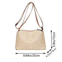 Sac à main rétro européen et américain en paille tressée pour femme, personnalisé en usine, avec fermeture éclair, tendance, pour l'été, sac de plage, bandoulière croisée