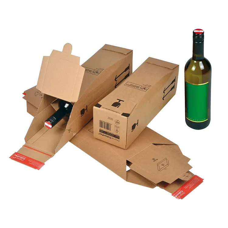 Contenitore di vino all'ingrosso del regalo della carta Kraft dell'imballaggio della VODKA del cartone del contenitore di trasporto della bottiglia di vetro di vino di alta qualità