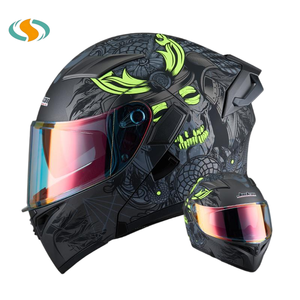 Nouveau casque de moto tout-terrain R30 multicolores avec finition premium en ABS, visière rabattable transparente et garantie d'un an - Product Image 6