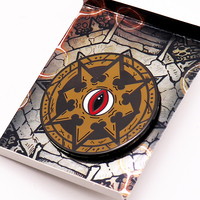 Pin de solapa de metal personalizado de fábrica, con esmalte de ojo místico hexagrama en níquel negro, para juegos de mesa, fantasía y coleccionismo de RPG