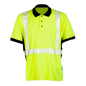 OEM Logo 100% Cotton Workwear OEM Working Safety Polo T-Shirt with Pockets and <strong>Button</strong> <strong>Hi</strong> <strong>Vis</strong> With Reflective Stripes Safety - Product Image 1