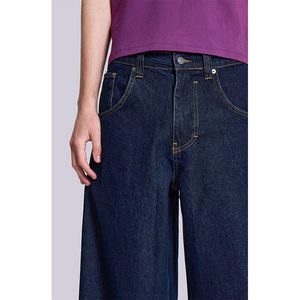 Jeans de Mezclilla Cruda de Alta Calidad con Logotipo Personalizado, 100% Algodón, Color Índigo, Corte Holgado, Estilo Casual, Pierna Ancha, para Hombre - Product Image 4