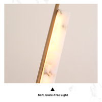 Lustre LED brossé minimaliste à suspension haute, en albâtre naturel rectangulaire, idéal pour couloir d'hôtel et espace d'escalier