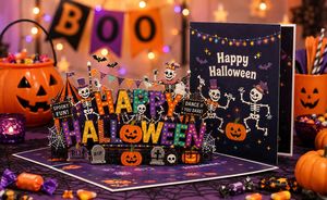 Wholesale Handmade Pop up Happy Halloween Greeting Card Trick or Treat Souvenir Card <strong>Kids</strong> Halloween <strong>Party</strong> Favor Gift <strong>Invitation</strong> - Product Image 2