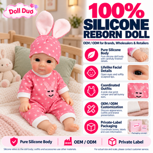 Muñeca Duo Personalizada de Silicona de Cuerpo Completo de 18 Pulgadas, Muñeca Reborn con Traje de Conejita Rosa, Regalo Personalizado de Navidad o Cumpleaños para Niños - Product Image 1