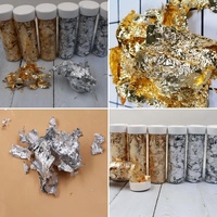 Vente en gros de paillettes d'or massif 24 carats, feuilles d'or, feuilles d'argent, feuilles d'or rose, conditionnées en flacons de 2g, pour la décoration de gâteaux et alimentaire