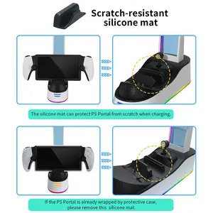 Station de charge avec support de casque pour manette PS5 Indicateur de charge lumineux RVB pour console de jeu Sony Playstation Portal - Product Image 5