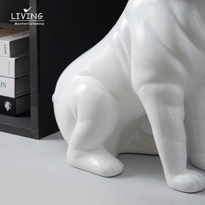 Escultura artística de <span class=keywords><strong>Bulldog</strong></span> para decoración Interior del hogar, escultura decorativa de cerámica, estilo nórdico y moderno, con diseño de Animal grande blanco - Product Image 4