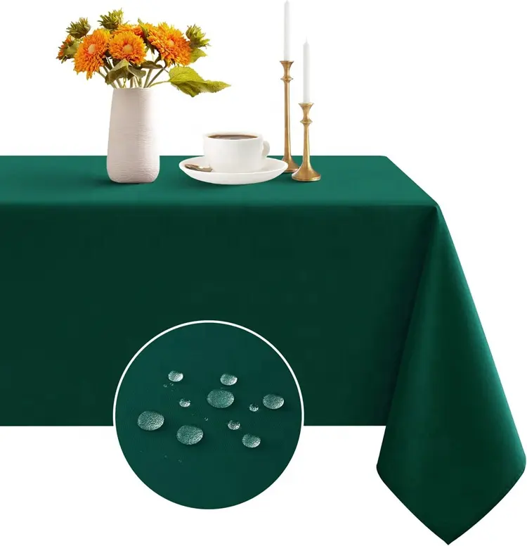 Premium Wrinkle Free Waterproof Washable Polyester Table Cloth Christmas Rectangle Tablecloth for Dining Party