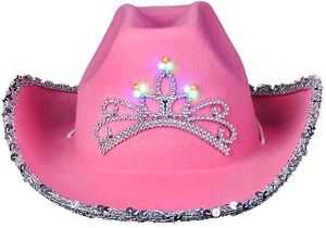 <span class=keywords><strong>Sombrero</strong></span> <span class=keywords><strong>Vaquero</strong></span> Rosa con Lentejuelas Brillantes y Tiara Intermitente de SOLPOP, Diseño de Corona de <span class=keywords><strong>Princesa</strong></span> Vaquera - Product Image 5