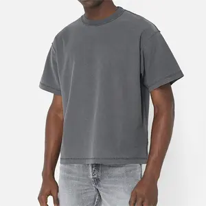 T-shirt personnalisé lavé à la pierre Nouvelle mode Streetwear T-shirt vintage court unisexe blanc surdimensionné coton lourd lavé à l'acide T-shirt