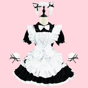 Japanese Cute Maid Costume Black Burgundy Women Adult Stage Performance Dress Cosplay Costume With Label And Tags - Product Image 2