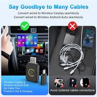 Adaptateur sans fil Carplay pour l'usine Carplay 2024 mise à niveau Plug & Play Dongle convertit filaire en sans fil pour les voitures