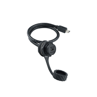 LSHITECH M20 IP67 Conector Hembra de Bayoneta Mini USB de Alta Resistencia y Cable de Alimentación 30V DC 1.5A para Equipos Industriales y Exteriores