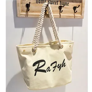 Personalizado de moda reciclar eco shopper materias primas material de algodón hombro lado bolsa de algodón Bolsa-bolsa con cuerda manejar