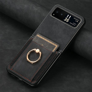 Funda tipo billetera de imitación de cuero para Samsung Z Flip 6 5 4 Moto <span class=keywords><strong>Razr</strong></span> 60 50, Tarjetero con anillo de Metal, funda a prueba de golpes - Product Image 6