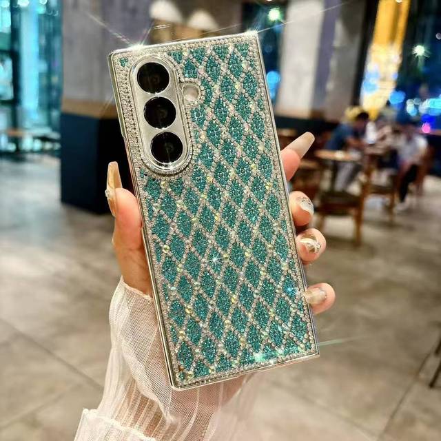 Luxury Sparkle Chrome Bumper 3D Full Crystals Diamond Shockproof Cover Shell for Samsung Z Fold 7 6 5 4 Cell Phone Case