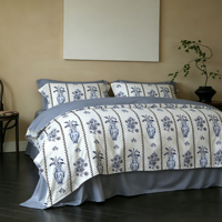 Ensemble de literie en coton 100% à imprimé chinoiserie bleu et blanc, résistant aux plis, fabriqué en Chine, pour chambre d'hôtel et décoration intérieure