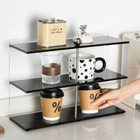 Étagère de rangement multi-niveaux en acier inoxydable pour bouteilles d'eau, cosmétiques, bijoux et figurines
