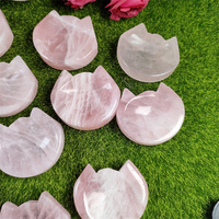 Pierres précieuses de guérison statuette en cristal naturel quartz rose bol en forme de chat à vendre