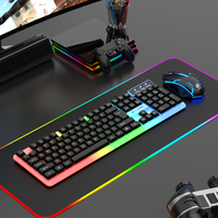 Lantronlife GTX-350 RGB Ps/2 Numeric Keypad Gaming Keyboard Mouse Combo Kabel USB - Putih