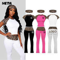 Bequemes, hochelastisches Y2K Animal-Print Loungewear-Set mit weitem Bein und ausgestellter Hose, Trainingsanzug, Sommer 2026, individuelles Logo