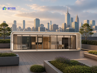 Cabine de luxe moderne en forme de capsule spatiale, préfabriquée, avec murs en aluminium et verre, maison de vacances, villa de resort, glamping