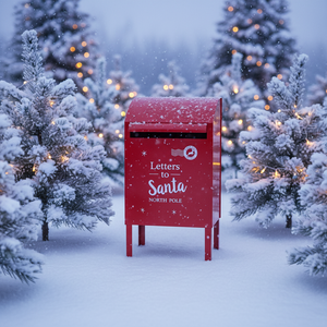 Boîte aux lettres de Noël de style vintage en fer pour le Père Noël, décoration de boîte aux lettres en fer pour l'extérieur, jardin, cour, fête à domicile - Product Image 1