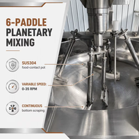 Marmite de Cuisson Industrielle à Double Enveloppe avec Mélangeur, Capacité 300L, Acier Inoxydable 304, Chauffage Multi-Voltage Vapeur/Électrique/GPL