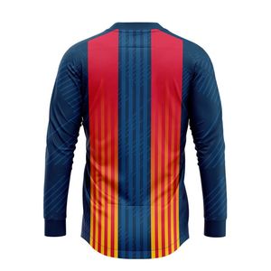Camiseta de fútbol Retro para hombre con dobladillo curvo sublimado personalizado de alta calidad, camiseta de fútbol de manga larga con cuello en V - Product Image 2