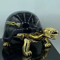 Personnalisé 40cm Résine Tortue Statue Cartoon Tortue Sculpture Galvanoplastie Peinture Finition Noël Art Galerie Animal Affichage