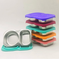 LifeTop Contenants à collation en acier inoxydable à 2 compartiments Contenants à collation réutilisables avec couvercles en silicone
