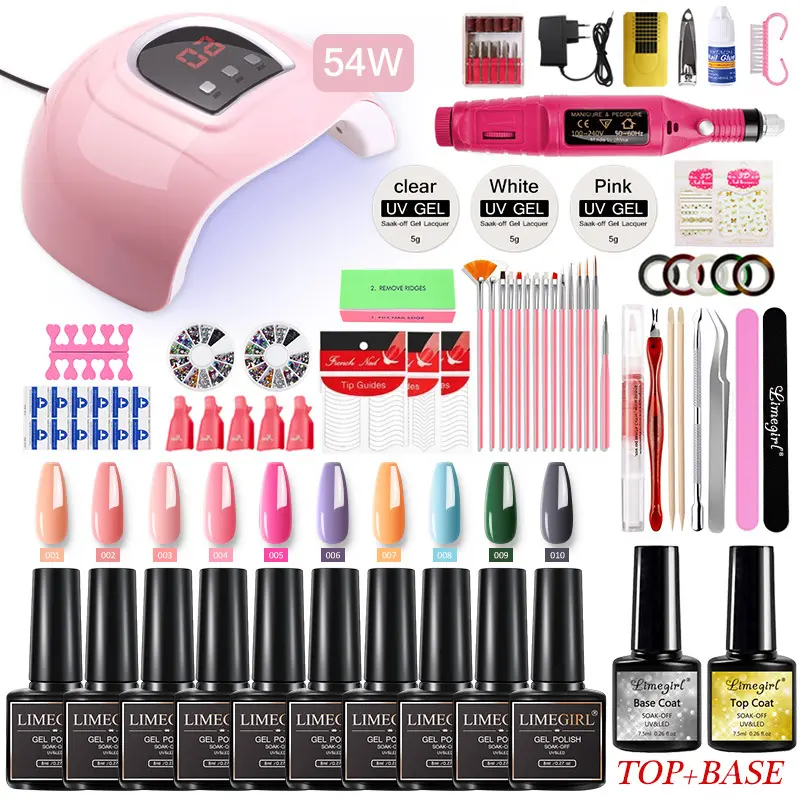 Nail Supplies Tools With Gel Polish Uv Led Lamp Drill Machine Manicure Art Tools Professional Nail Accessories Nail Art Kits Set