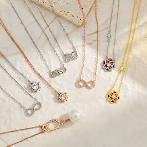 Dylam New Designer Women Fine Jewelry Daily Non Tarnish S925 Silver Rhodium <b>Rose</b> Gold Zirconia <b>Infinity</b> Symbol Pendant Necklace - Product Image 2