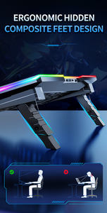 Nouveau produit 17 pouces <span class=keywords><strong>portable</strong></span> mince en alliage d'aluminium support <span class=keywords><strong>pour</strong></span> <span class=keywords><strong>ordinateur</strong></span> <span class=keywords><strong>portable</strong></span> 3 ventilateurs led silencieux jeu RGB refroidisseur d'<span class=keywords><strong>ordinateur</strong></span> <span class=keywords><strong>portable</strong></span> - Product Image 4
