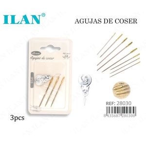 Aghi da cucito Ilan 3 pezzi placcati in oro per cucito a mano - Product Image 1