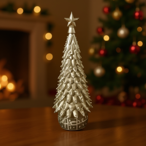 HOMEEA Decorative Christmas Tree Ornament 15.5x15.5x41cm Resin With Lights Festival Decoration - Product Image 2