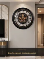 Horloge murale mécanique analogique de style européen pour salon - Design rétro américain haut de gamme vintage rond