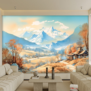 Tv fond mur nouvelle peinture à l'huile papier peint paysage peinture salon Film et télévision mur Design Mural revêtement mural - Product Image 4