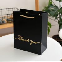Bolsa de Papel Negra de Lujo con Impresión en Dorado para Negocios Minoristas, Boutiques, Bolsas de Regalo de Alta Calidad