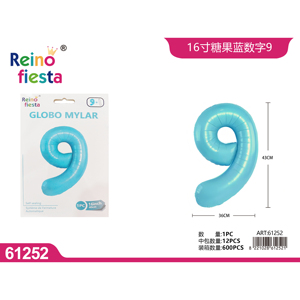 16 pollici caramella blu numero 9 Mylar partito pallone per eventi e celebrazioni - Product Image 1