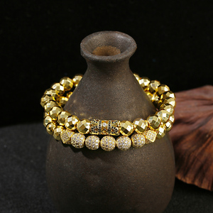 골드 도금 된 적철광 치유 커플 팔찌 그와 그녀의 건강 Reiki 마이크로 마그네틱 팔찌 Weightloose - Product Image 4