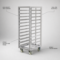 Chariot de boulangerie personnalisable 2026 en acier inoxydable 304, conception à grille de refroidissement ouverte, quatre roues, capacité de charge 300 kg/m, finition brossée pour cuisine