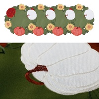 OWENIE Automne Récolte Citrouille Ronde Cutwork Brodé Tapis Cuisine De Luxe Tissu Fleur Napperons Table