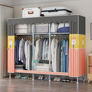 Armario de tela plegable portátil de lujo con tubos de metal Armario de almacenamiento de ropa para colgar ropa de alta resistencia - Product Image 2