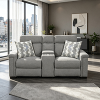 Canapé inclinable électrique moderne et élégant en tissu, avec fonction extensible et porte-gobelets, idéal pour les appartements et salons.