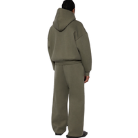 Conjunto de Sudadera Corta Holgada y Pantalones de Chándal Acumulados de Algodón de Alto Gramaje para Hombre, Chándal de Talla Grande Personalizado