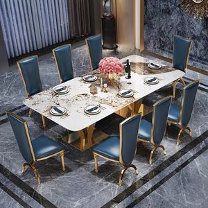 <span class=keywords><strong>Table</strong></span> <span class=keywords><strong>à</strong></span> <span class=keywords><strong>manger</strong></span> rectangulaire moderne de luxe en acier inoxydable <span class=keywords><strong>avec</strong></span> dessus en marbre Tavolo Da Pranzo italienne pour la <span class=keywords><strong>salle</strong></span> <span class=keywords><strong>à</strong></span> <span class=keywords><strong>manger</strong></span> - Product Image 1
